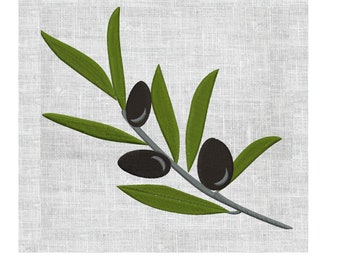 Olive Branch w olives Embroidery Design Kitchen Embroidery DESIGN FILE - Instant download - Vp3 Exp Dst Hus Jef Pes formats