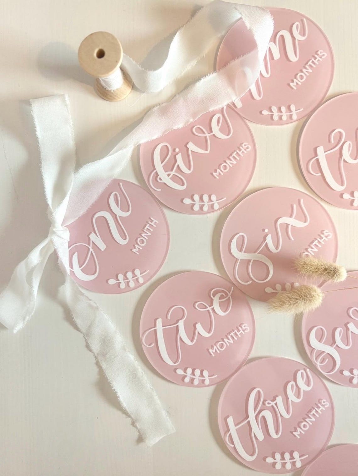 Handwritten Acrylic Baby Milestone Discs, Blush Pink Photo Props - Etsy UK