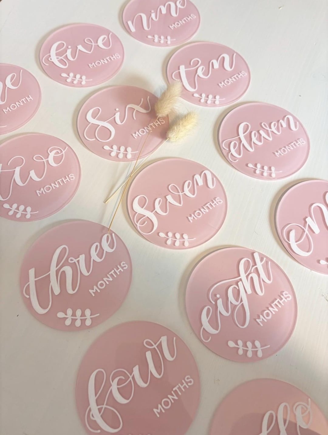Handwritten Acrylic Baby Milestone Discs, Blush Pink Photo Props - Etsy UK