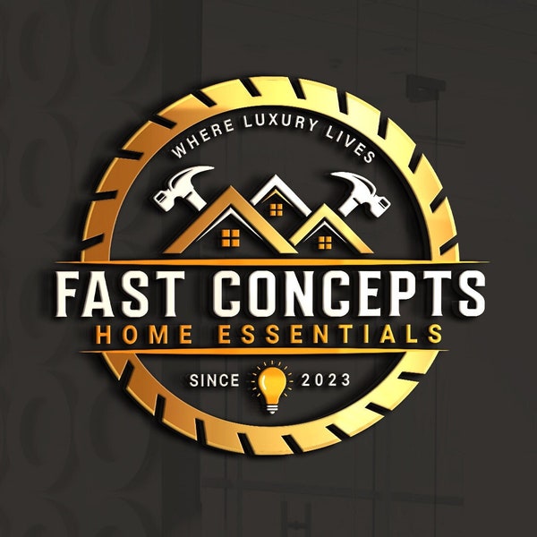 Construction Logo | builder logo | real estate logo | Home Repair | Handyman Services | saw blade logo | property logo | hammer logo