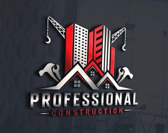 Modern Construction Logo Design: 3D Building Remodel