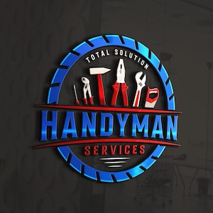 Custom Handyman Services Logo: Construction Repair Design
