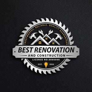 Custom Construction Logo Design | Handyman logo | Builder Logo | Roofing Logo | Home Renovation Remodeling Logo  Repair and maintenance logo