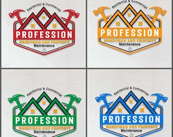 Custom Handyman Logo Design: Property Maintenance, Construction (AI, EPS, SVG)