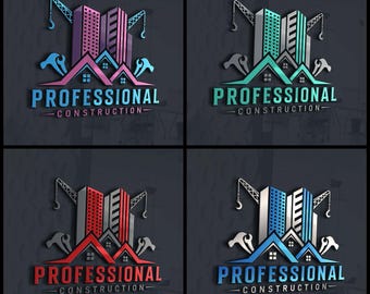 Construction Logo Design, Custom Building & Roofing Company
