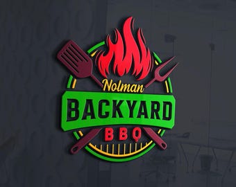 Editable BBQ Logo Design | Grill & Smokehouse Restaurant Branding (Customizable)