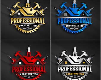 Diseño de logotipos de construcción personalizados: personal de mantenimiento, bienes raíces, renovación