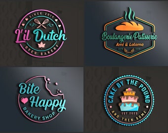 Bakery Logo, Cake logo, bread logo, cookie logo, cupcake logo, cheesecake dessert logo pastry, Custom logo design, candy logo, coffee logo