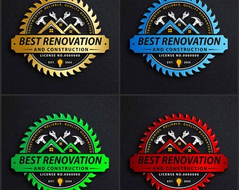 Home Remodeling Logo Design: Construction & Renovation (JPEG, PNG, Vector Files)