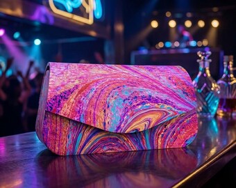 Vibrant Psychedelic Marbled Clutch Bag