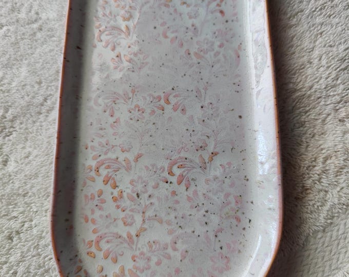 Ceramic Rounded Edge Ceramic Rounded Edge Rectangular Serving Platter White & Peachy Glaze ...