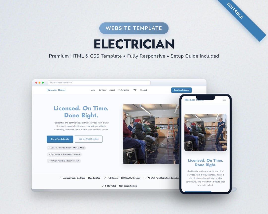 Electrician Website Template | Electrical Contractor Website Design ...