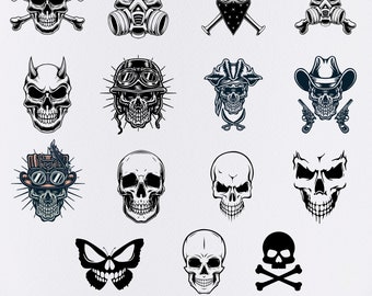 Skull svg bundle, Skull png, sugar skull svg for cricut, punisher skull svg, skull silhouette, skull vector, Instant Download