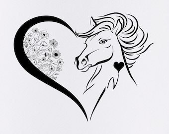 paardenbloem, paardensilhouet | Paard SVG | Hoefijzer SVG | Paardenhoofd SVG | Paardenliefhebber SVG | Paard gesneden bestand| Dierlijke SVG| Paard hart SVG