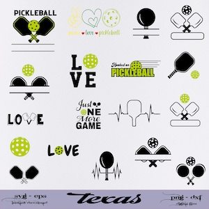 pickle ball svg bundle, pickleball png, love pickleball, one more game, pickleball racket, pickleball mama, i love pickleball, silhouette