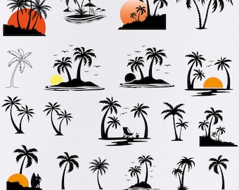 Palmboom SVG-bundel - Palmboom PNG-bundel - Palmboom Clipart - Palmboom SVG Cut-bestanden voor Cricut - Palmboomsilhouet - Palmbomen Svg