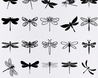 Libellule SVG Bundle, insecte svg, vecteur de libellule, libellules, ailes couper fichier, libellule PNG, libellules Svg, fichiers pour Cricut, Silhouette