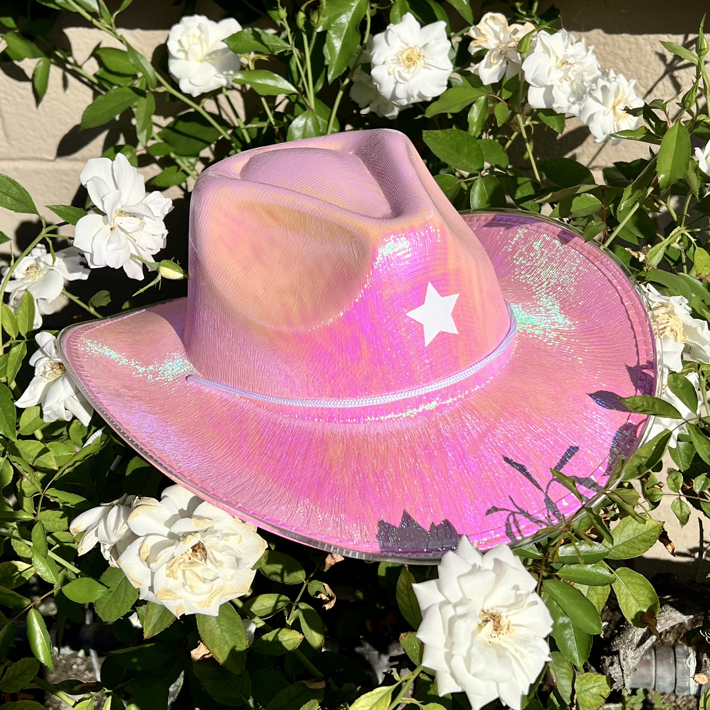 PINK IRIDESCENT Light Up Cowboy Hat with Star