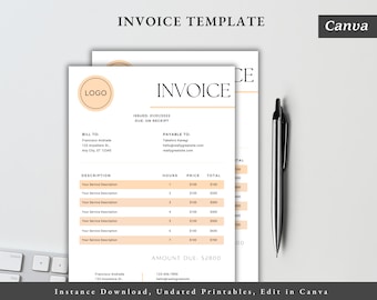 Classic Invoice Template, Fillable Business Receipt, Easy-to-Use Invoice Form, Digital Download