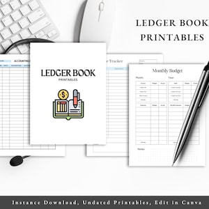Ledger Book Printable, Finance Organizer, Printable Budget Planner, Business Expense Tracker, Digital Download