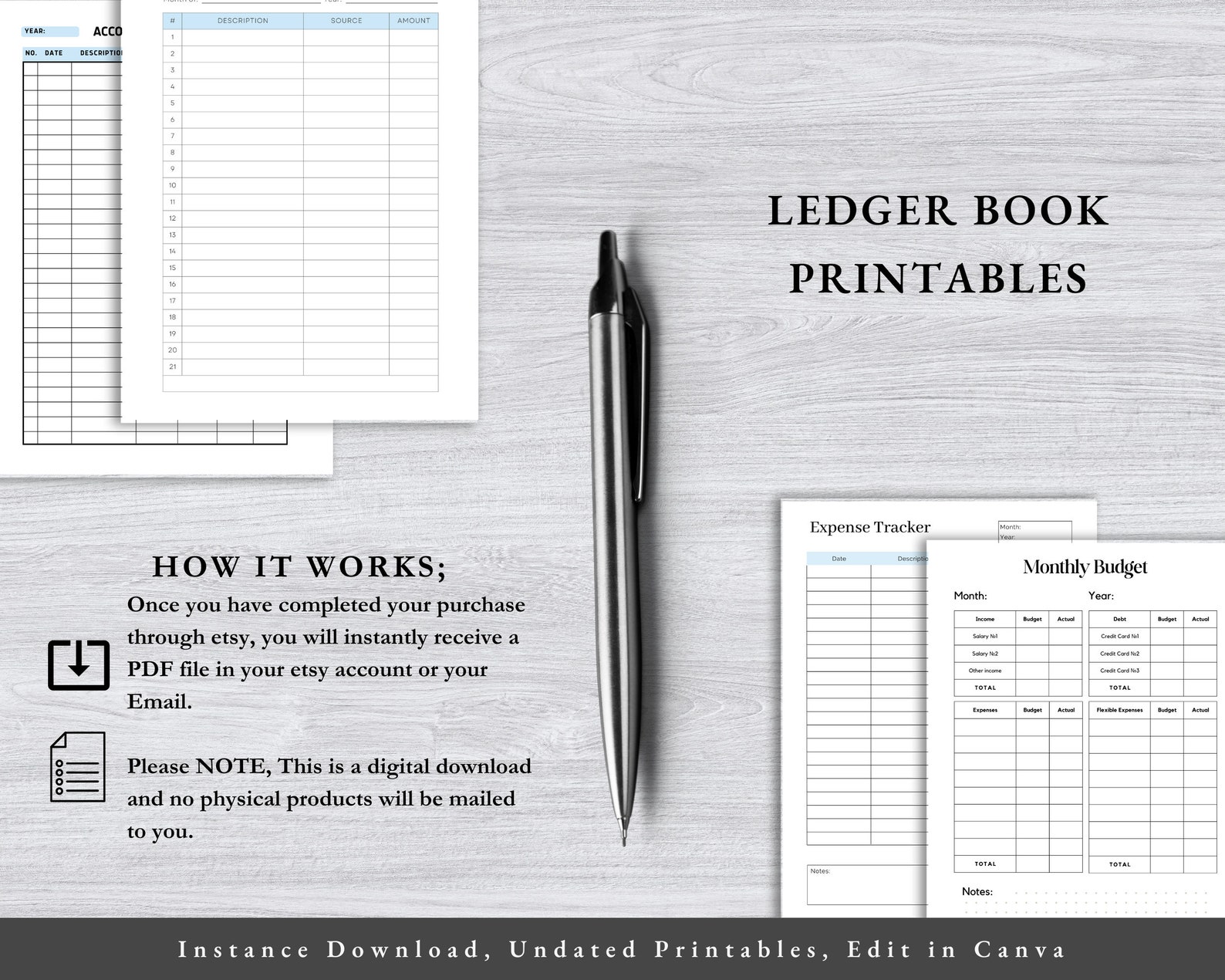 Ledger Book Printable, Finance Organizer, Printable Budget Planner ...