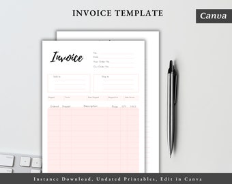 Classic Invoice Template for Small Business, Editable Invoice PDF, Customizable Invoice Form, Printable Receipt Design