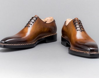 Chaussures en cuir pur pour hommes faites main | Chaussures habillées en cuir | Chaussures à lacets élégantes | Chaussures habillées en cuir pour hommes