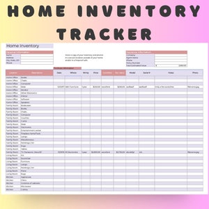 Spreadsheet for Tracking Household Items | Home Inventory Spreadsheet for Easy Tracking and Management, Personal Property Insurance