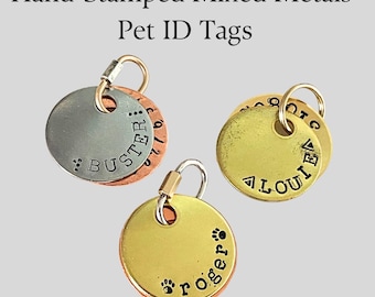 Custom Hand-Stamped Mixed Metal Pet ID Tag: Personalized Dog & Cat Tag