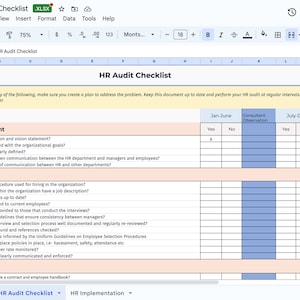 Lista kontrolna audytu HR i pakiet planu działania — edytowalne szablony w programach Excel i Google Sheets | Natychmiastowe pobranie lub wydrukowanie