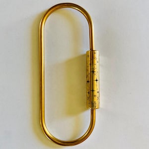 Solid Brass Carabiner Keychain, Engraved Starburst Screw Lock Clip, Oval Key Holder