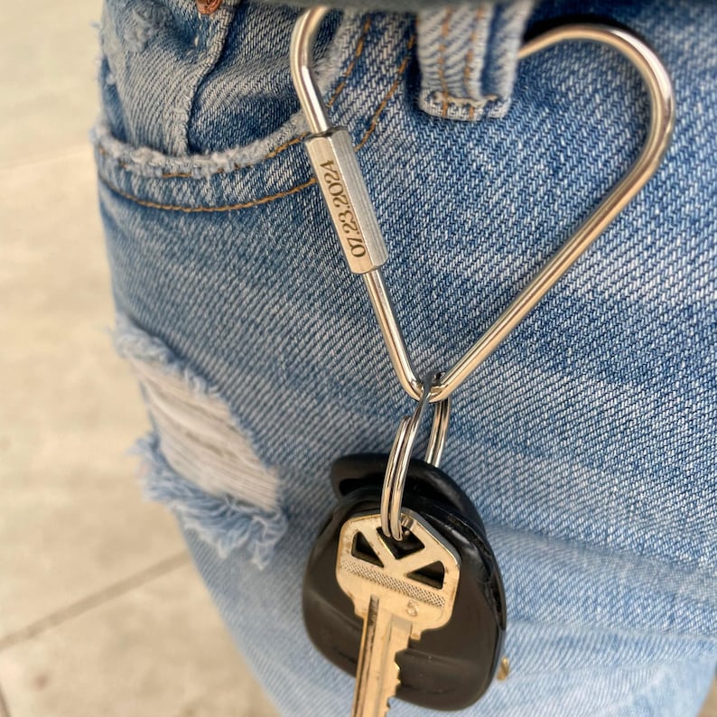 custom silver heart key holder. Silver Heart Keychain. laser engraved chrome heart key ring. personalized keychain for her. anniversary gift for her. custom heart carabiner by Babes Hardware