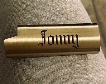 Custom Engraved BIC Gold Lighter Case - Personalized Gift, Vintage Gold Lighter Cover, Accessory for Men who Smoker | Brass Lighter Sleeve