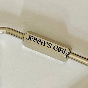 Custom Silver Chrome Heart Carabiner Keyring - close up of custom engraving by babes hardware