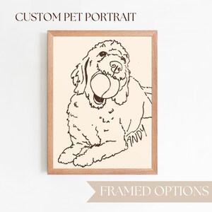Minimalist Pet Portrait of Animal custom print for dining room decor personalized pet portrait with frame artwork minimalist animal print
