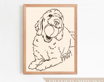 Minimalist Pet Portrait of Animal custom print for dining room decor personalized pet portrait with frame artwork minimalist animal print