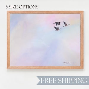 Canadian Geese Artwork for home decor bird wall artwork watercolor painting for a full bed  room wall print art framed artwork for office