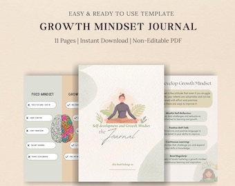 Growth Mindset Planner, Mindset Journal, Mindset Reset Workbook, Mindset Shift, Mental health Workbook, Self-Development, Growth Mindset PDF