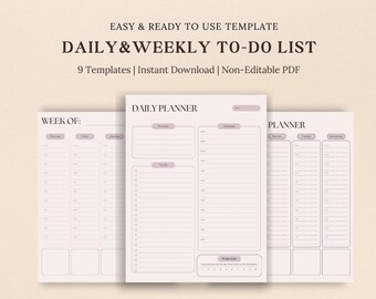 Printable To Do Lists Template, Productivity Planner, Weekly To Do list, Minimal To Do List, Simple Tasks List Template, Checklist Template