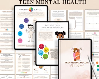 Teen Mental Health Workbook, Anxiety Worksheet, teen therapy, DBT, CBT, Coping skills, Emotional Regulation, Mental Health Tools for Healing