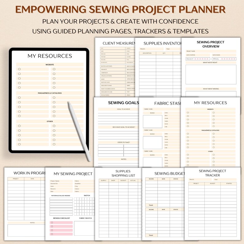 Project Plan In Sewing Example Printable Sewing Planner, Sewing Pattern Organizer, Sewing Project ...