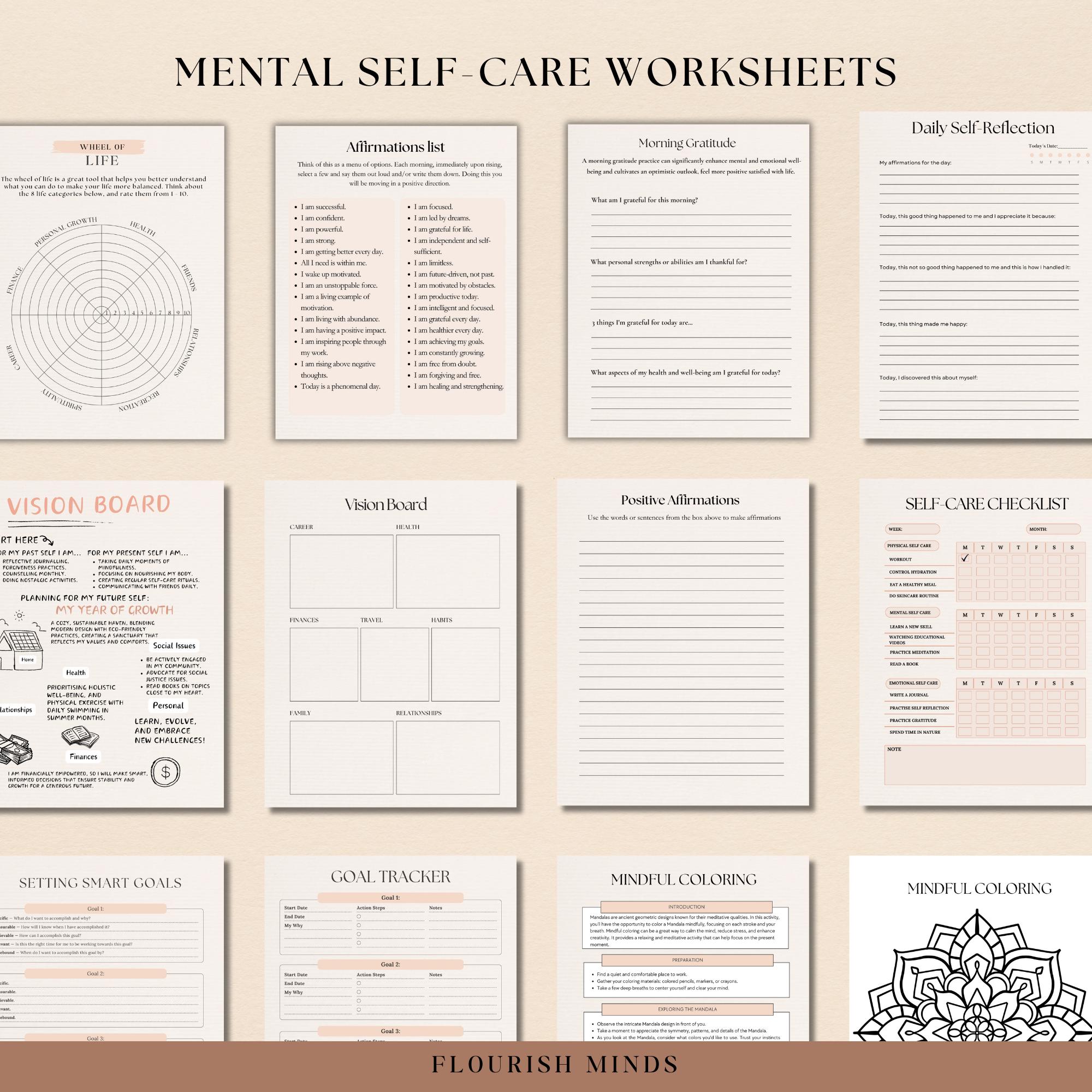 Self-care Journal, Self Care Wheel Printable,self-care Journal Prompts ...