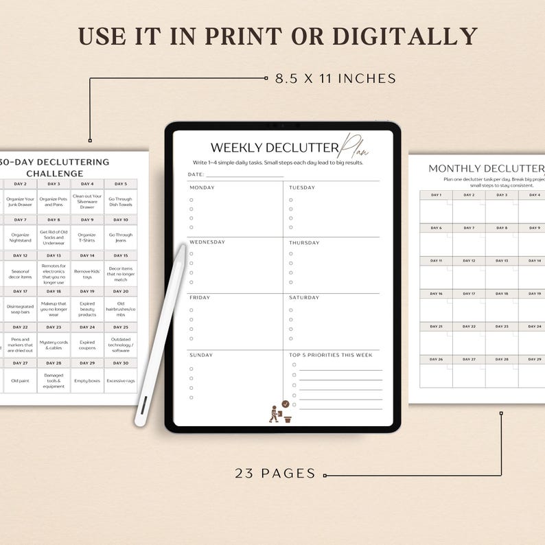 Declutter Planner, Printable Home Declutter Checklist, Adhd Household ...
