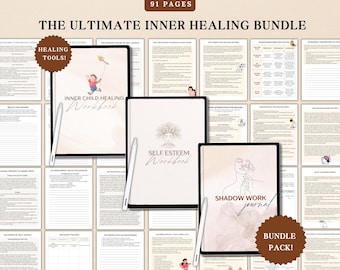 Ultimate Inner Healing Bundle, Shadow Work, Inner Child Healing, Self-Esteem Workbooks, Emotional Healing, CBT Therapy Tools, Self Discovery