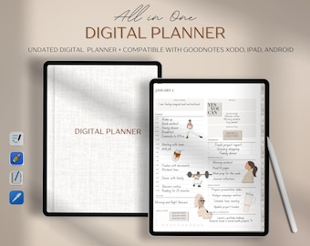 Undated Digital Planner, Goodnotes Planner, iPad Planner, Notability Hyperlinked Planner, Digital Journal, Daily, Weekly, Monthly  Planner