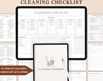 ADHD Cleaning Planner Bundle, Weekly & Monthly Cleaning Checklists, Deep Cleaning, Home cleaning Schedule, Declutter Planner, Chore Chart