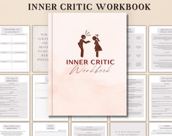 Inner Critic workbook, Self Healing, Silencing Negative Self Talk, Thought Challenging Journal, Self-Compassion Worksheets,CBT Therapy tools
