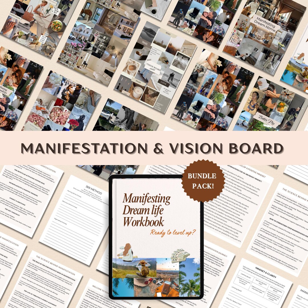 2026 Vision Board Kit & Manifestation Workbook Bundle, Law of ...