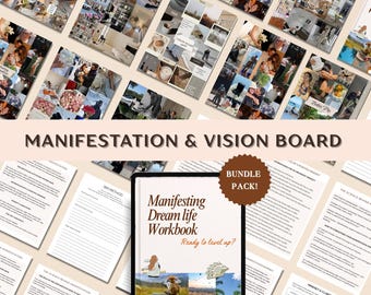 2026 Vision Board Kit & Manifestation Workbook Bundle, Gesetz der Anziehung, Manifestation Anleitung, Vision Board Wandcollage, Vision Board Bilder