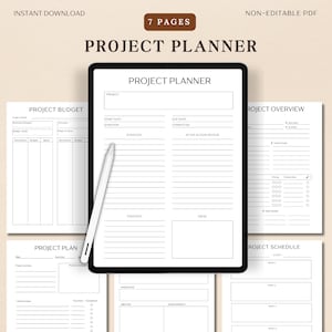 Printable Project Planner, Productivity Planner, Personal Project Planning, Work Planning, Task Organiser Project Management Letter Size PDF